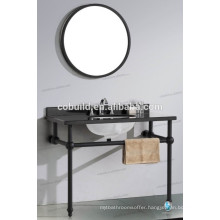 K-7005A new design modern stainless steel frame hotel console bathroom vanity with marble countertop